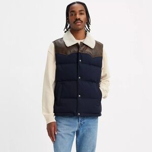 Levi’s Out West Faux Leather Mixed Media Western Vest, Sz M, NWT